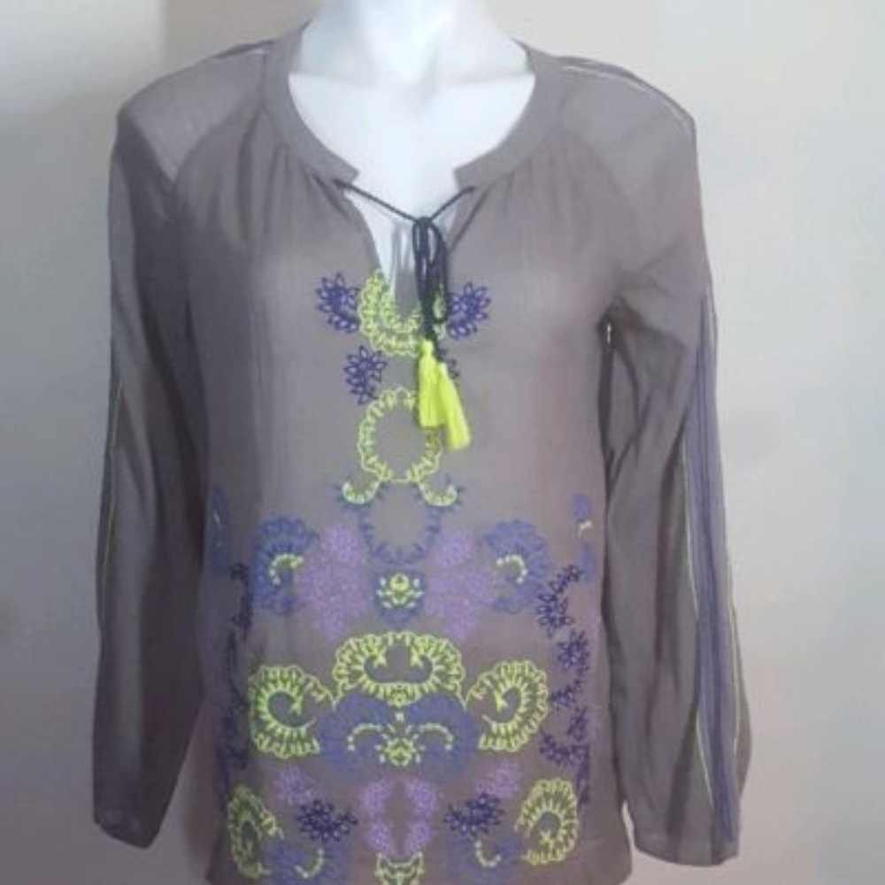 BODEN Tassel Top Shirt Boho Peasant Blouse